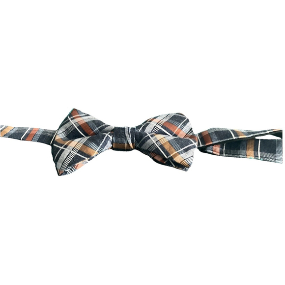 Jos A Bank Mens Blue Orange Plaid Bowtie Adjustable Formal Wedding Party Prom - Picture 1 of 8